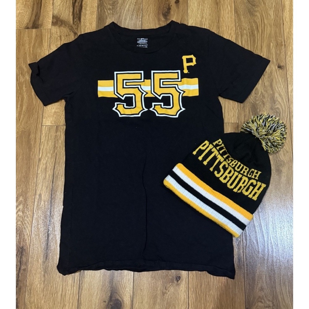 Pittsburgh Pirates MLB Genuine Merchandise Youth XL  T-Shirt plus Beanie NWOT